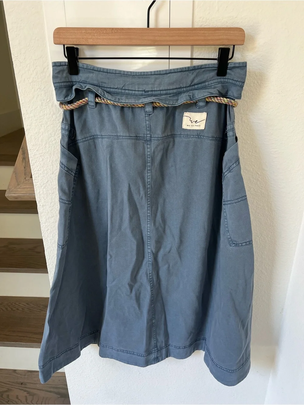 Free People We The Free Sibyla Midi Skirt in Siesta Seas Blue NWT